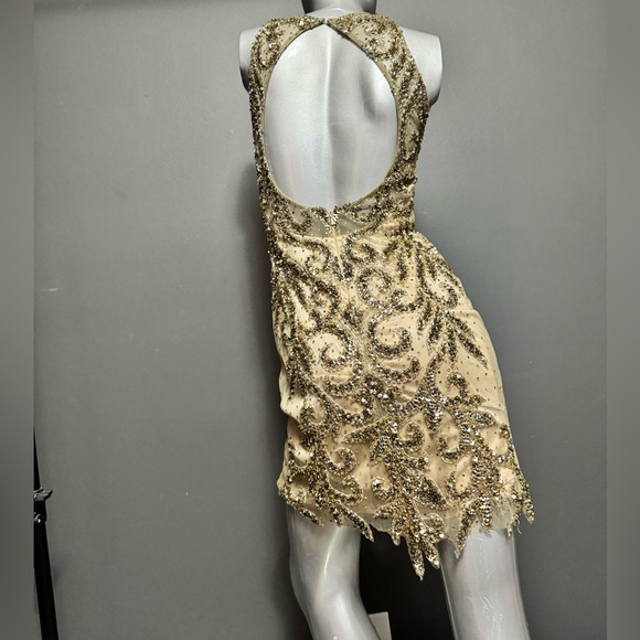 SHERRI HILL 53171 Gold Embellished Open-Back Dress - Picture 5 of 11